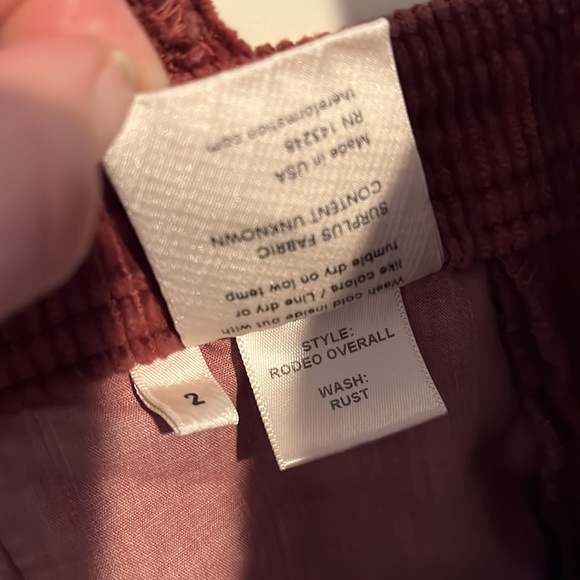 Reformation Rodeo Overall Rust Corduroy Size 2 - Picture 8 of 10